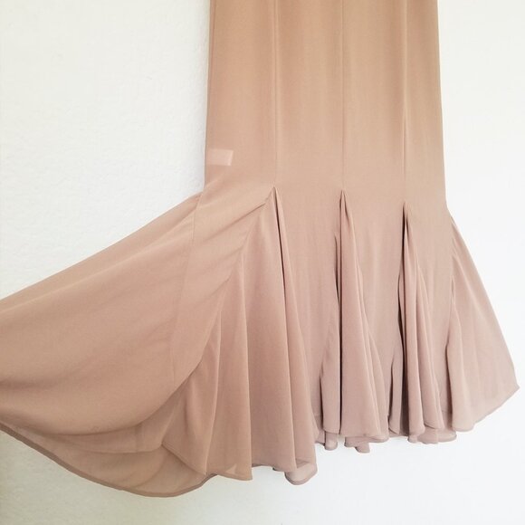 LPA Davina Midi Dress in Mocha Latte Size S Sheer Chiffon Milkmaid Mermaid $259 - Picture 9 of 15
